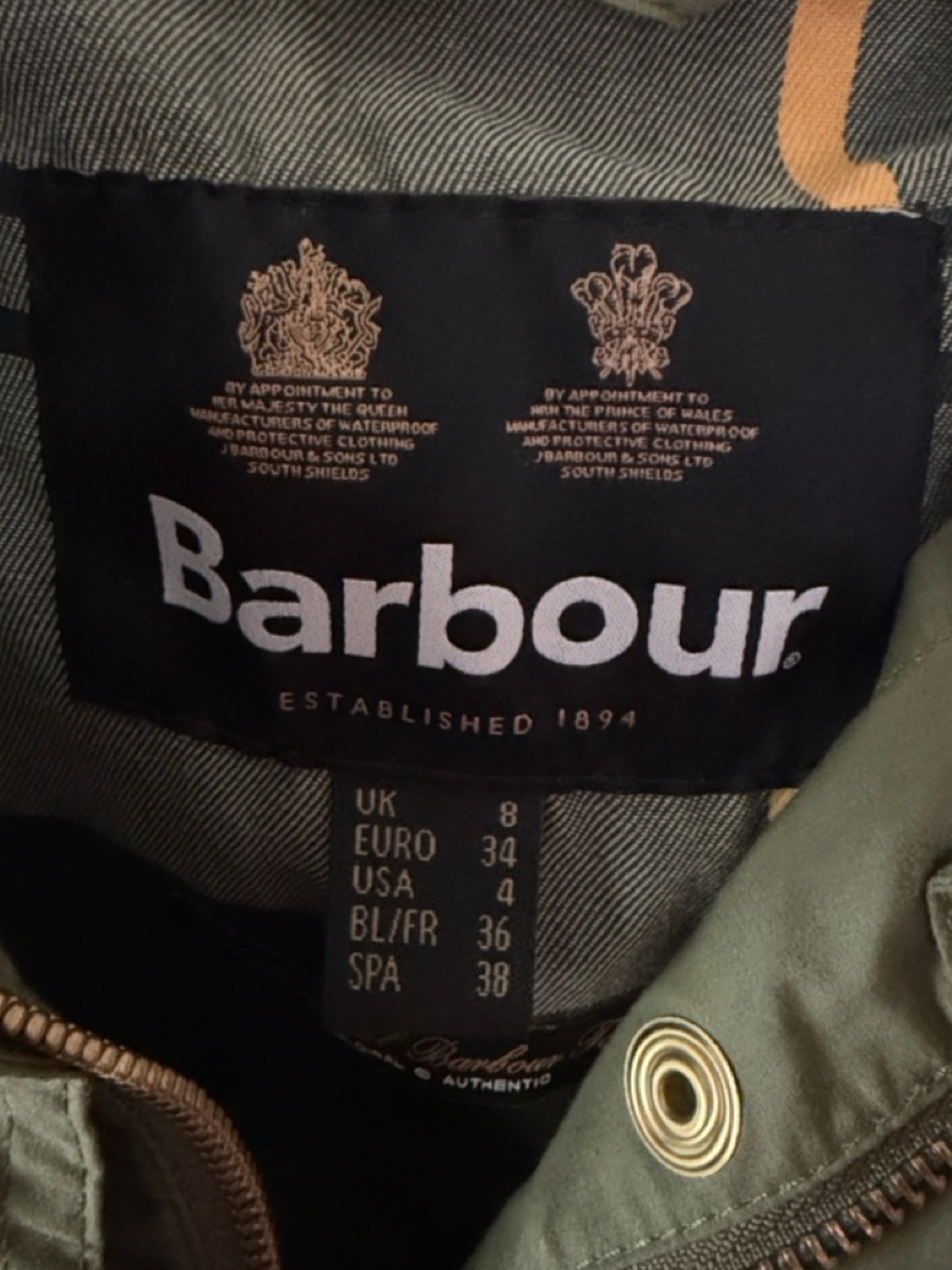 Barbour Showerproof Green Cotton Nith Jacket, US 4 - Picture 7 of 8
